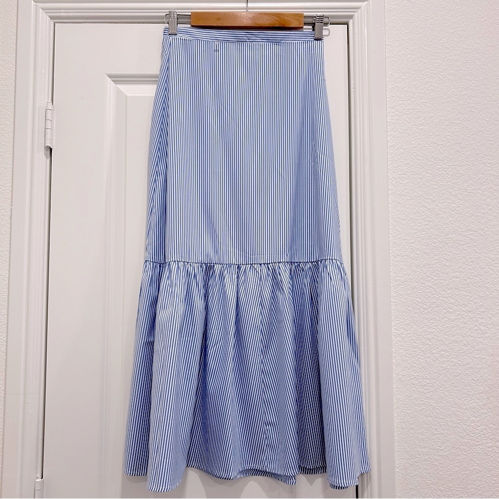 Francesca's Collections Blue Striped Maxi Skirt